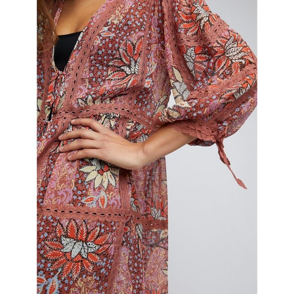 NWT Free People Grasslands Kimono / Rose Combo - Picture 2 of 7